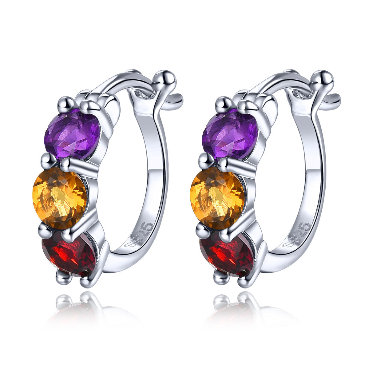 Tri-Stone Round Cut Natural Gemstone Earrings - Your Choice of Gemstones - Premium Jewelry from Dazzling Delights - Just $92.95! Shop now at Dazzling Delights