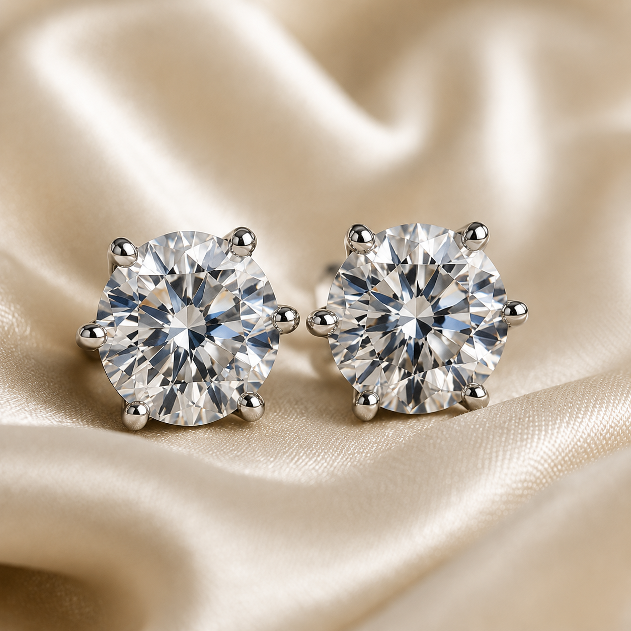 Round Brilliant Moissanite Stud Earrings – Classic Solitaire Earrings