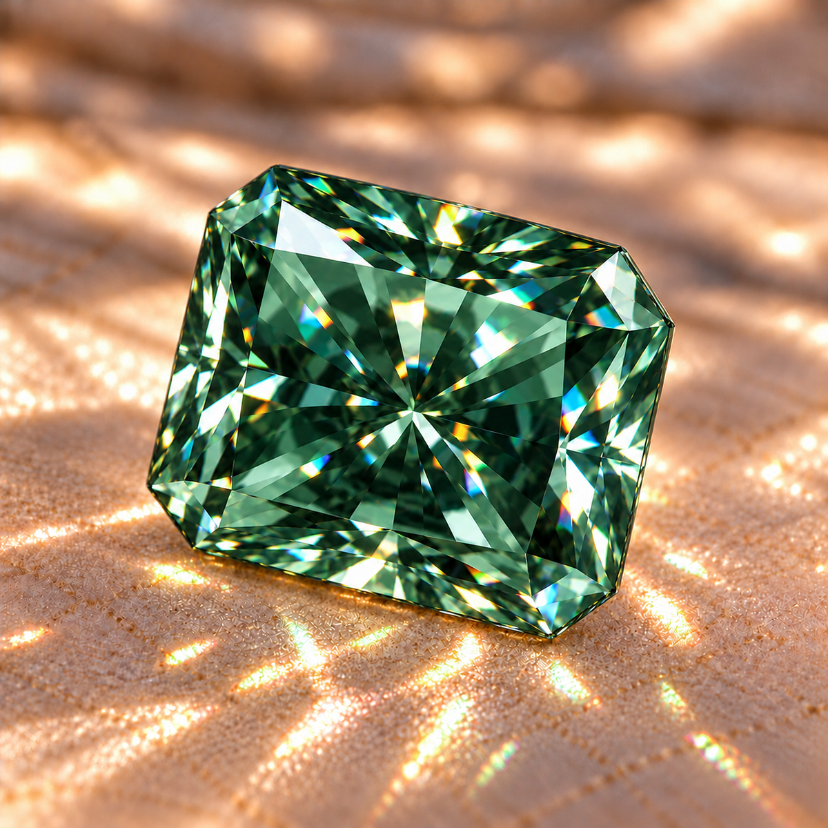 Green Radiant Cut Moissanites