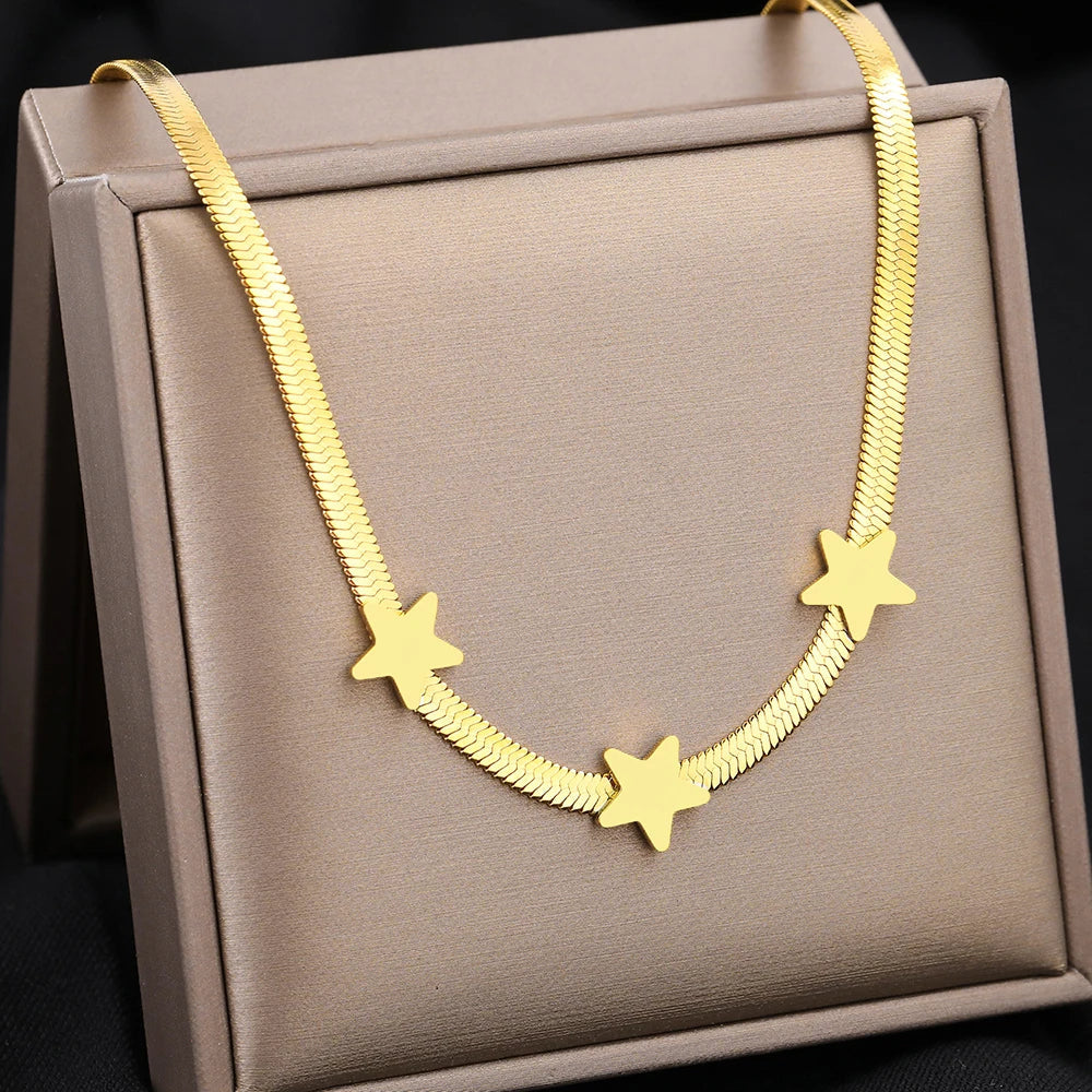 Titanium Star Herringbone Choker Necklace - Premium Jewelry from Dazzling Delights - Just $29.95! Shop now at Dazzling Delights