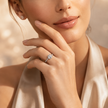 Round Brilliant Moissanite 8-Prong Pavé Engagement Ring
