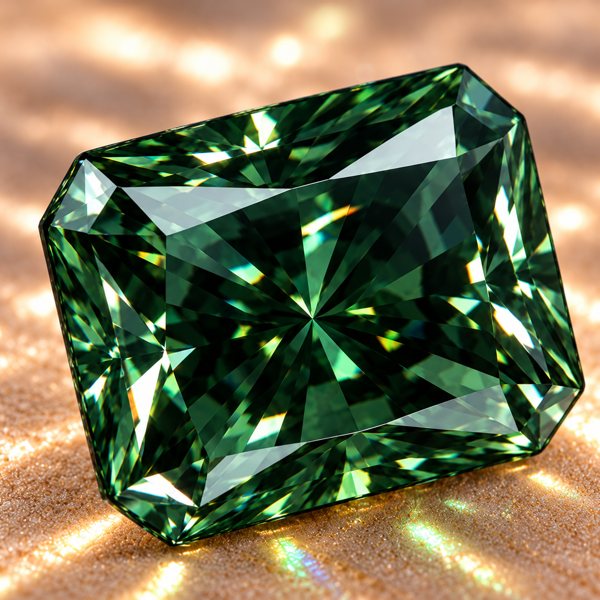 Forest Green Radiant Cut Moissanites