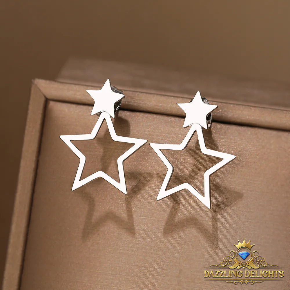 Titanium Double Star Stud Earrings - Premium Jewelry from Dazzling Delights - Just $27.95! Shop now at Dazzling Delights