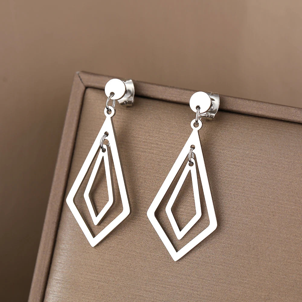 Titanium Geometric Dangle Earrings - Premium Jewelry from Dazzling Delights - Just $24.95! Shop now at Dazzling Delights
