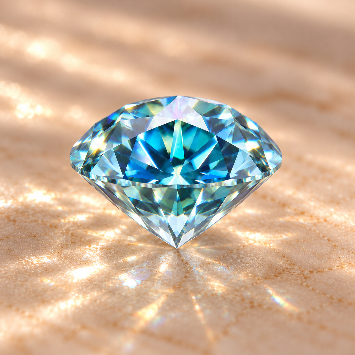 Sea Blue Round Brilliant Cut Moissanites