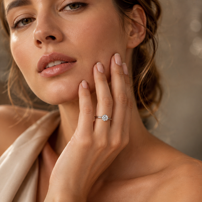 Anillo de compromiso clásico de moissanita con solitario estilo Tiffany de 6 puntas 