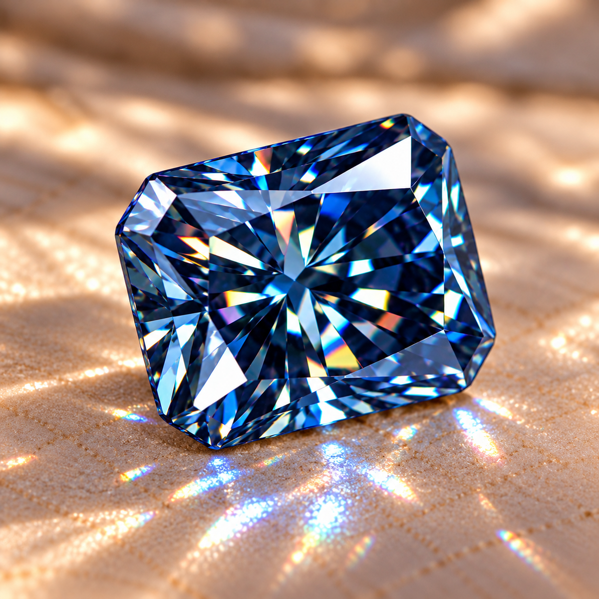 Royal Blue Radiant Cut Moissanites