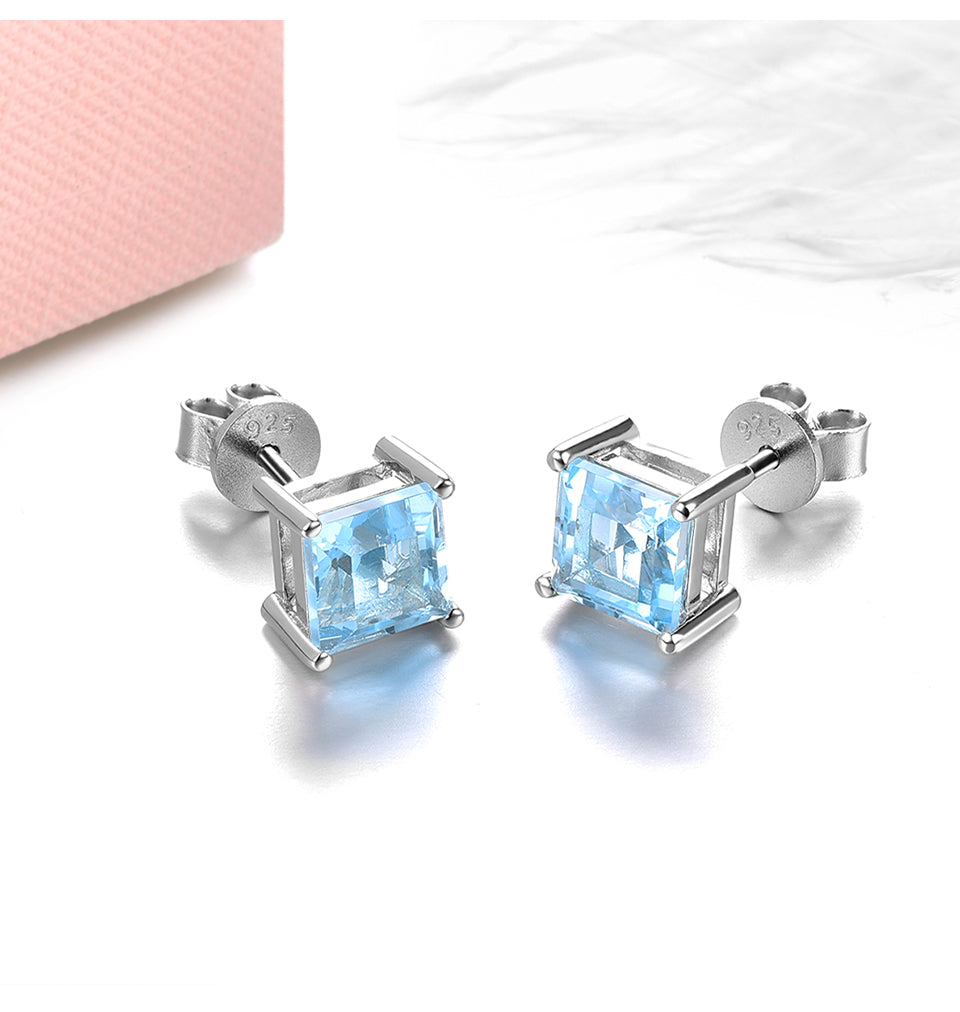 6mm Square Cut Natural Topaz Stud Earrings - Premium Jewelry from Dazzling Delights - Just $67.95! Shop now at Dazzling Delights