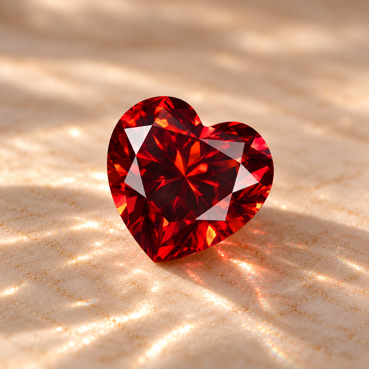 Pigeon Blood Red Heart Cut Moissanites