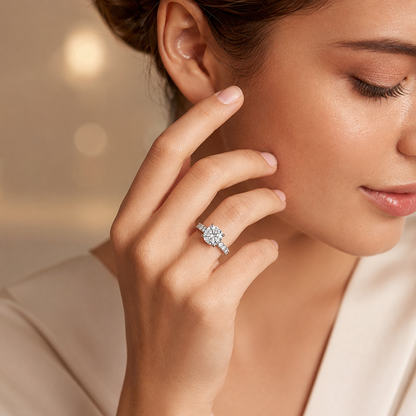 4.3ct Round Brilliant Moissanite Accent Engagement Ring