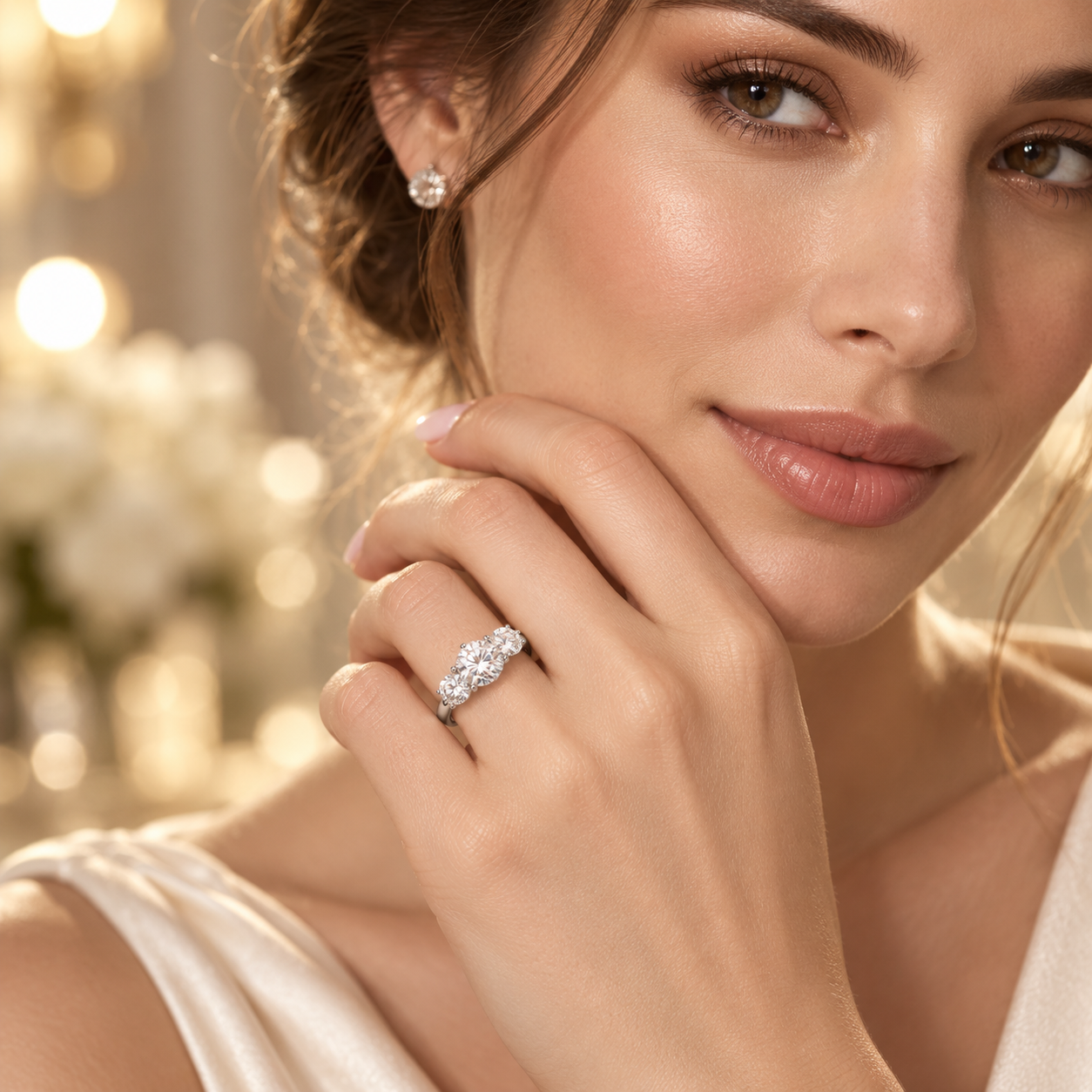 Anillo de trilogía de moissanita de 3 quilates 