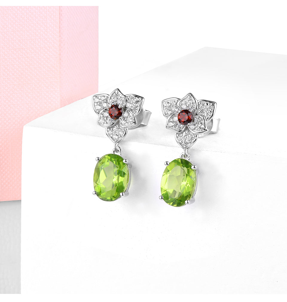 Natural Peridot and Garnet Earrings - Premium Jewelry from Dazzling Delights - Just $98.95! Shop now at Dazzling Delights