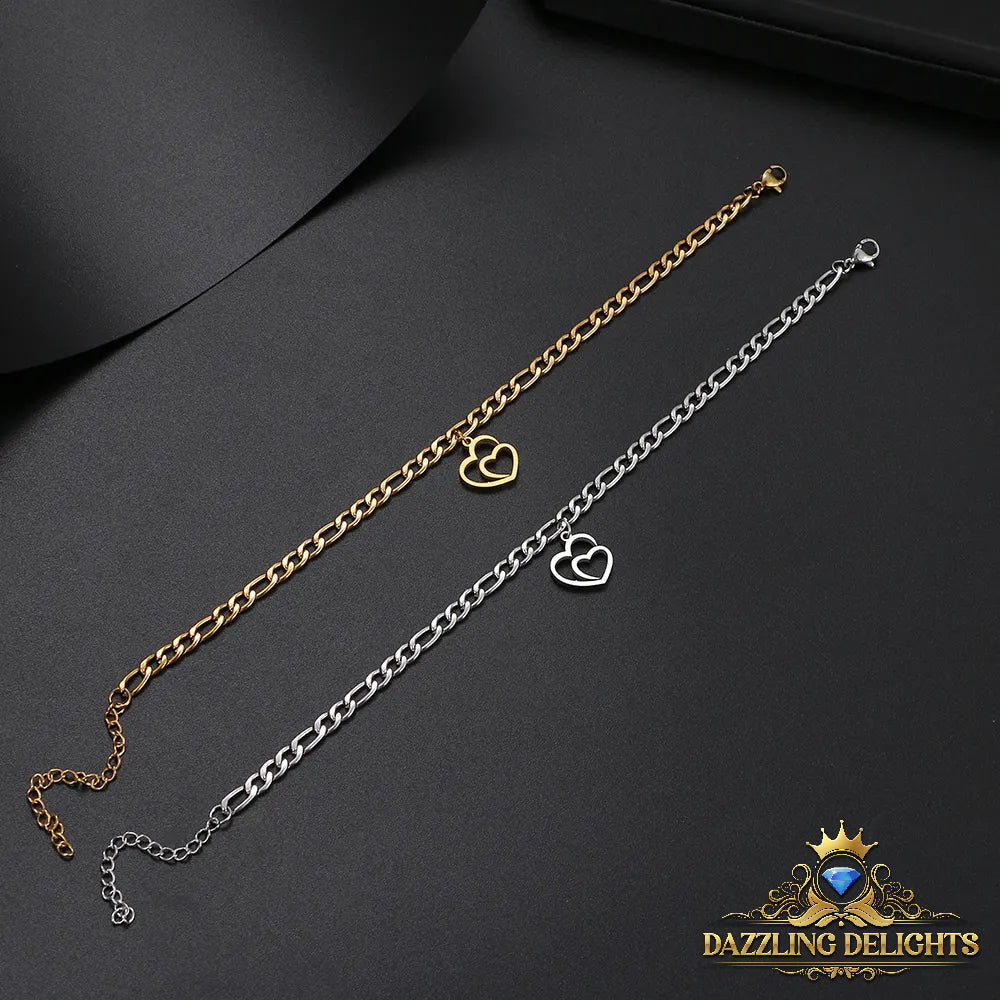 Titanium Double Heart Bracelet - Premium Jewelry from Dazzling Delights - Just $27.95! Shop now at Dazzling Delights