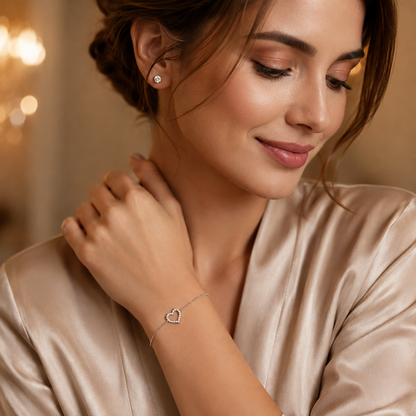 Pulseira Coração Moissanite 