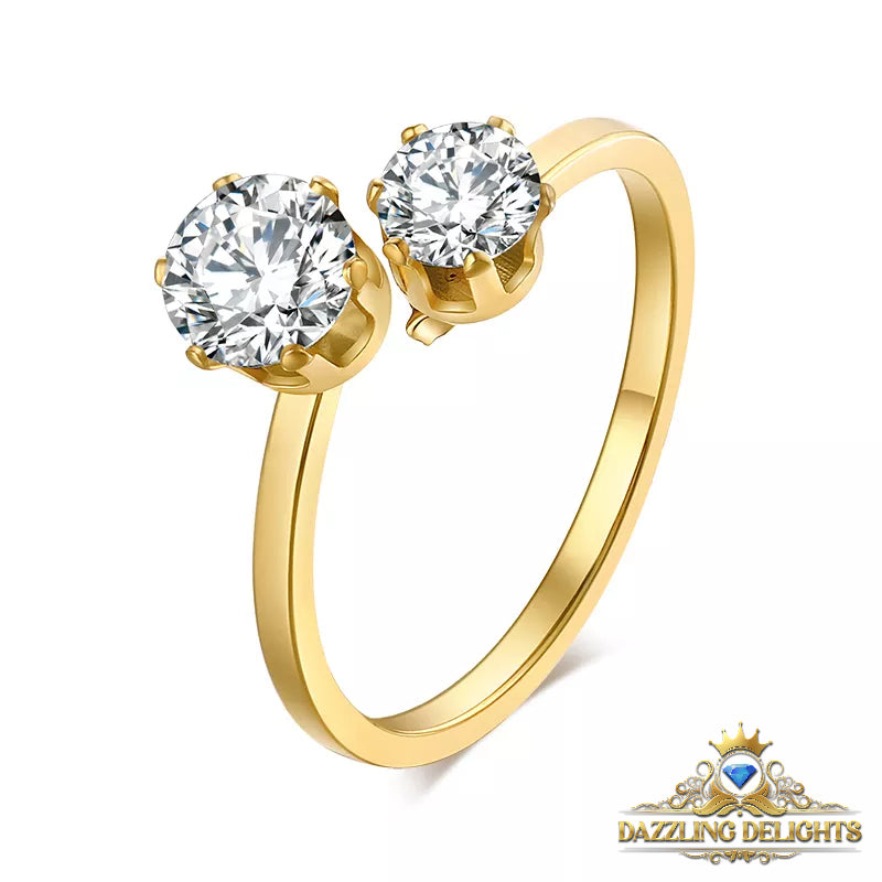 Titanium Open Ring with 6mm Cubic Zirconia - Premium Jewelry from Dazzling Delights - Just $46.95! Shop now at Dazzling Delights
