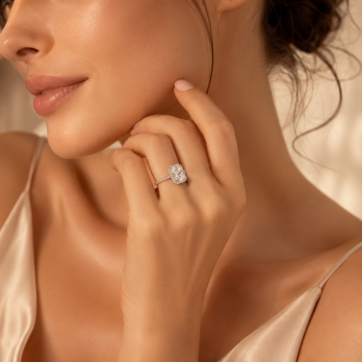 Radiant Halo Moissanite Engagement Ring