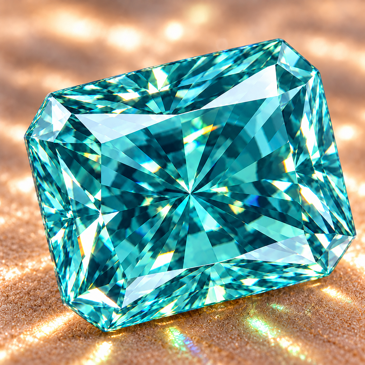 Bluish Green Radiant Cut Moissanites