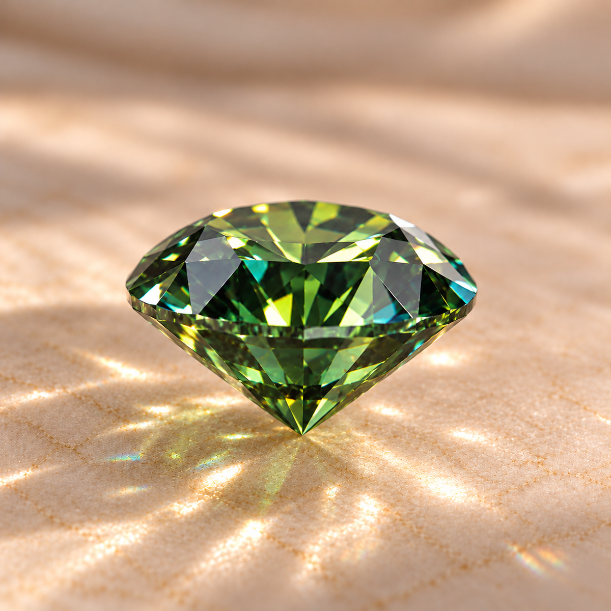 Forest Green Round Brilliant Cut Moissanites