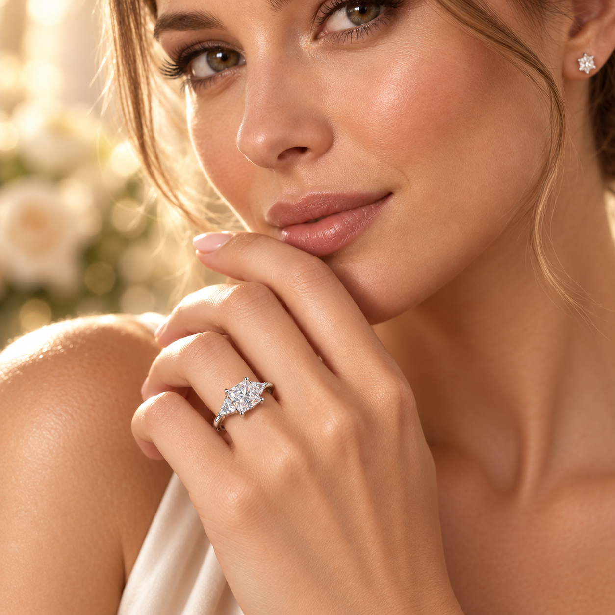 Anillo de trilogía de moissanita de talla radiante y billón de 3 ct 