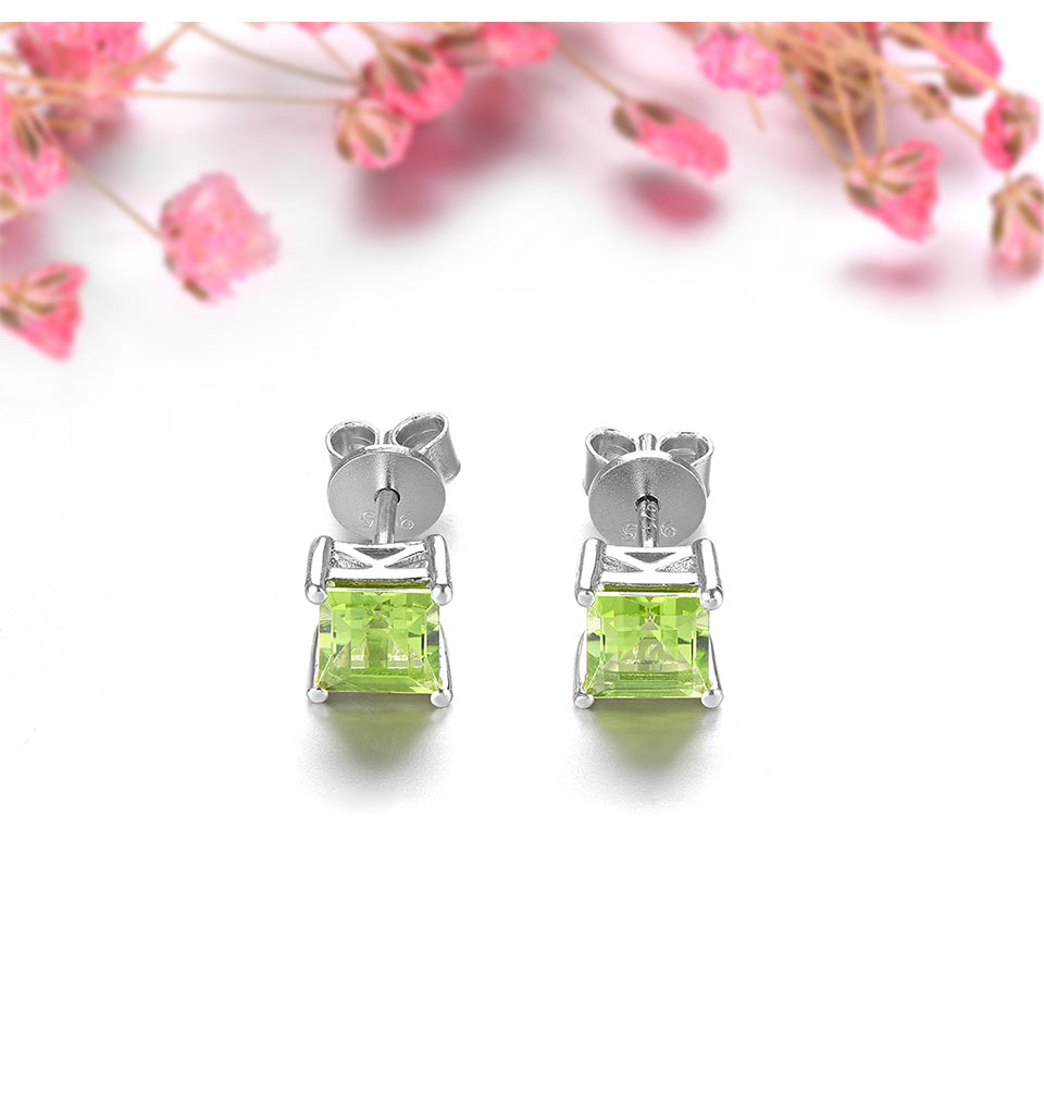 5mm Square Cut Natural Peridot Stud Earrings - Premium Jewelry from Dazzling Delights - Just $67.95! Shop now at Dazzling Delights