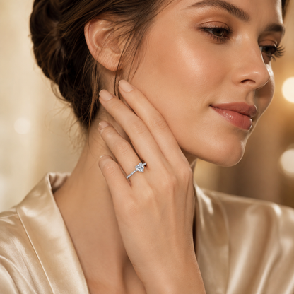 Heart Cut Moissanite Pavé Engagement Ring