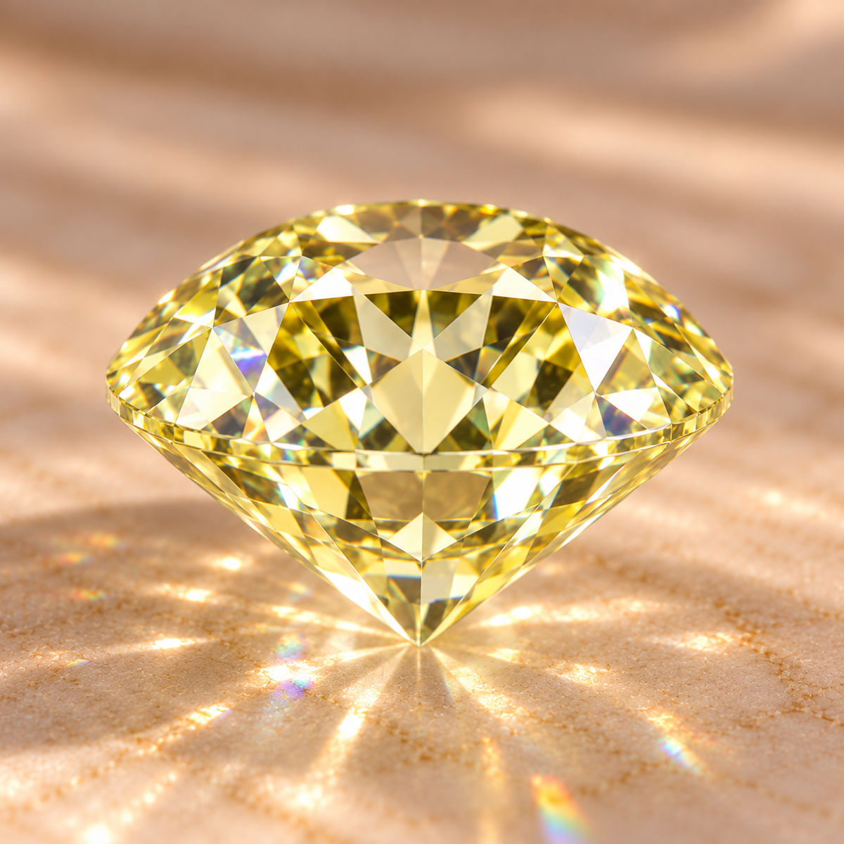 Lemon Yellow Round Brilliant Cut Moissanites