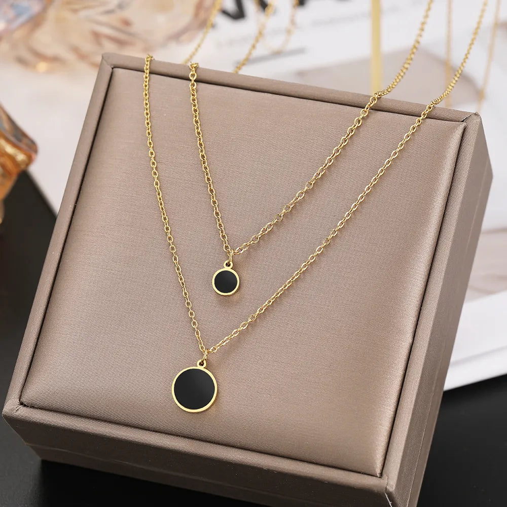 Titanium Black Disk Double Pendant Necklace - Premium Jewelry from Dazzling Delights - Just $28.95! Shop now at Dazzling Delights