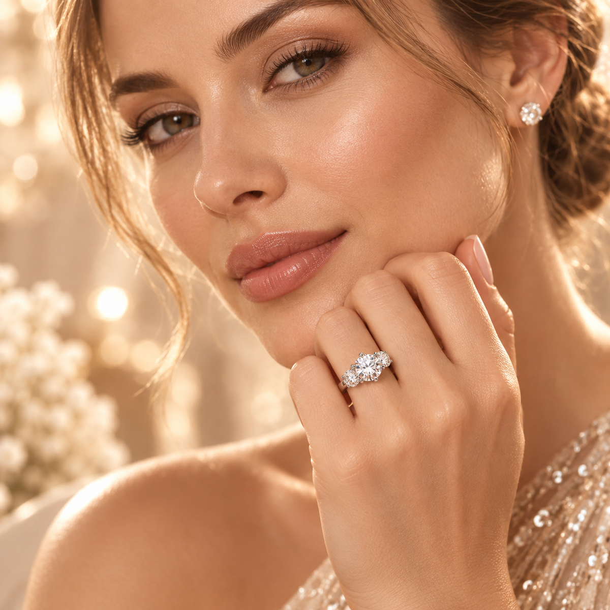 Anillo de trilogía de moissanita de 5 quilates 