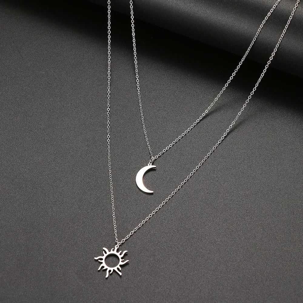 Titanium Sun and Moon Pendant Necklace - Premium Jewelry from Dazzling Delights - Just $25.95! Shop now at Dazzling Delights