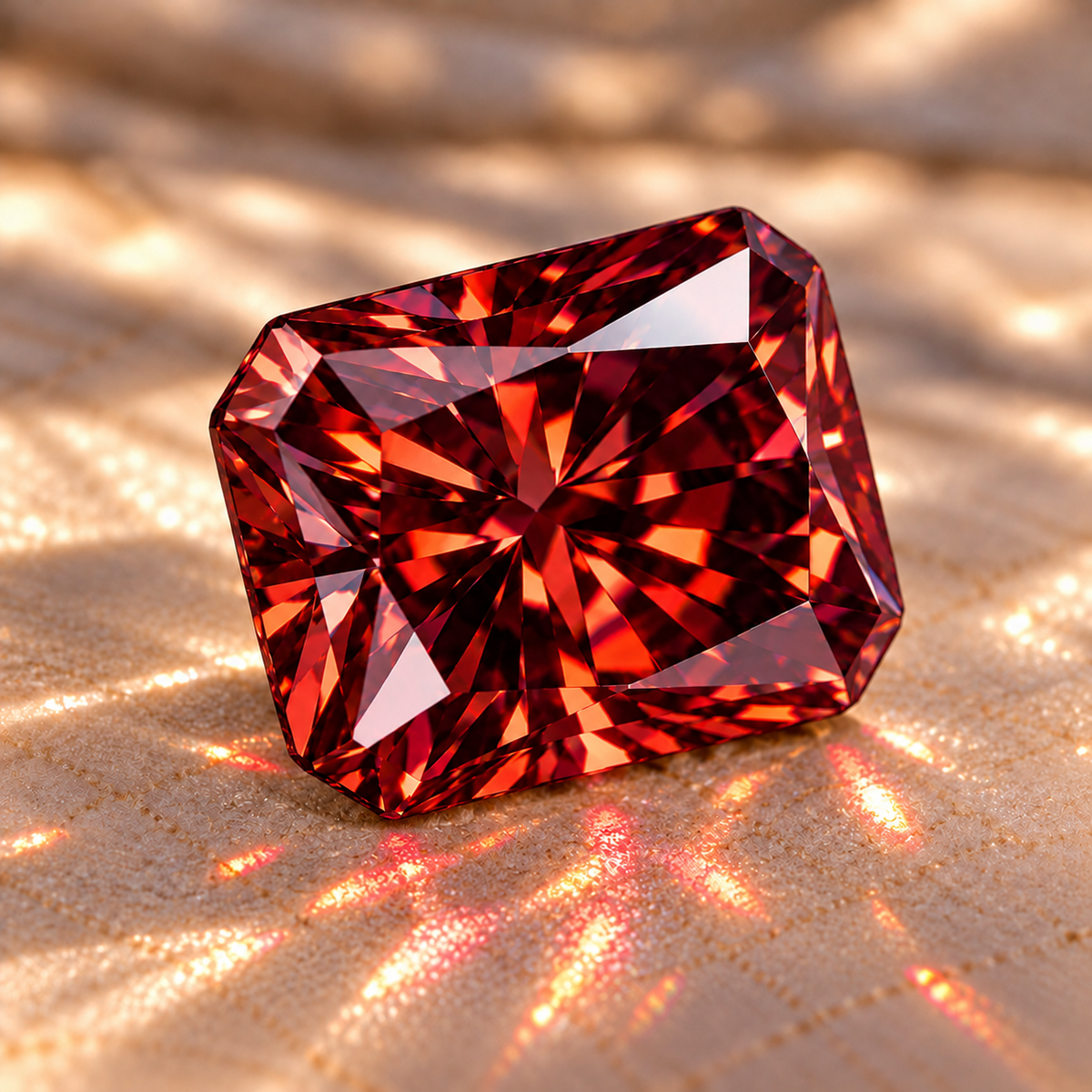 Pigeon Blood Red Radiant Cut Moissanites
