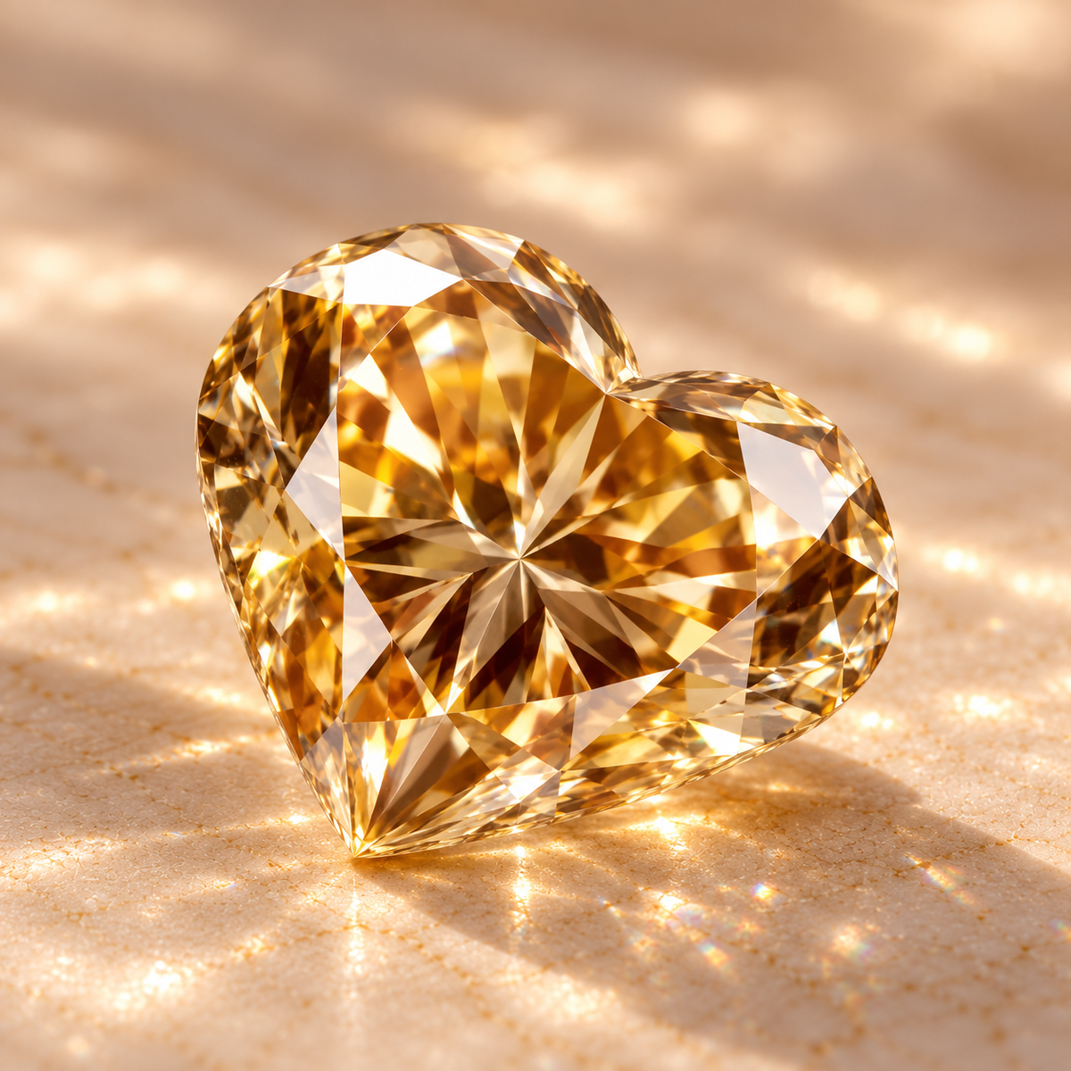 Vivid Champagne Heart Cut Moissanites