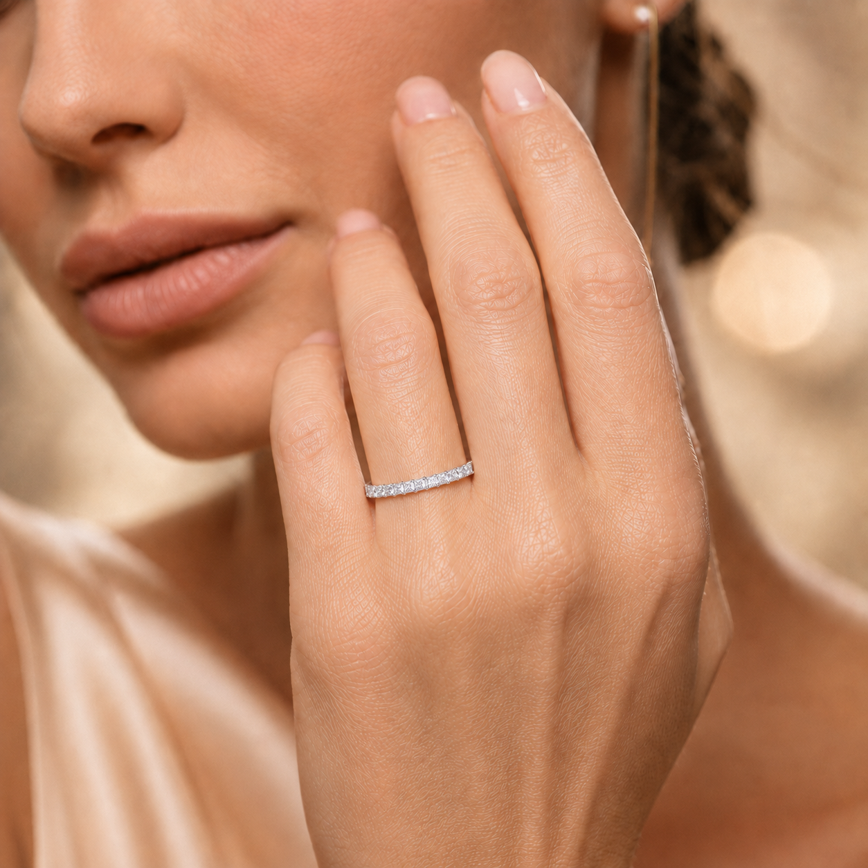 1ct Princess Cut Moissanite Half-Eternity Wedding Band