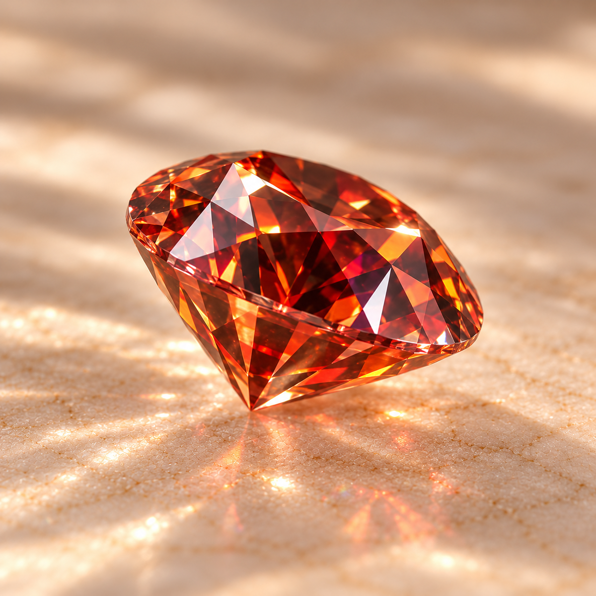 Pomegranate Red Round Brilliant Cut Moissanites