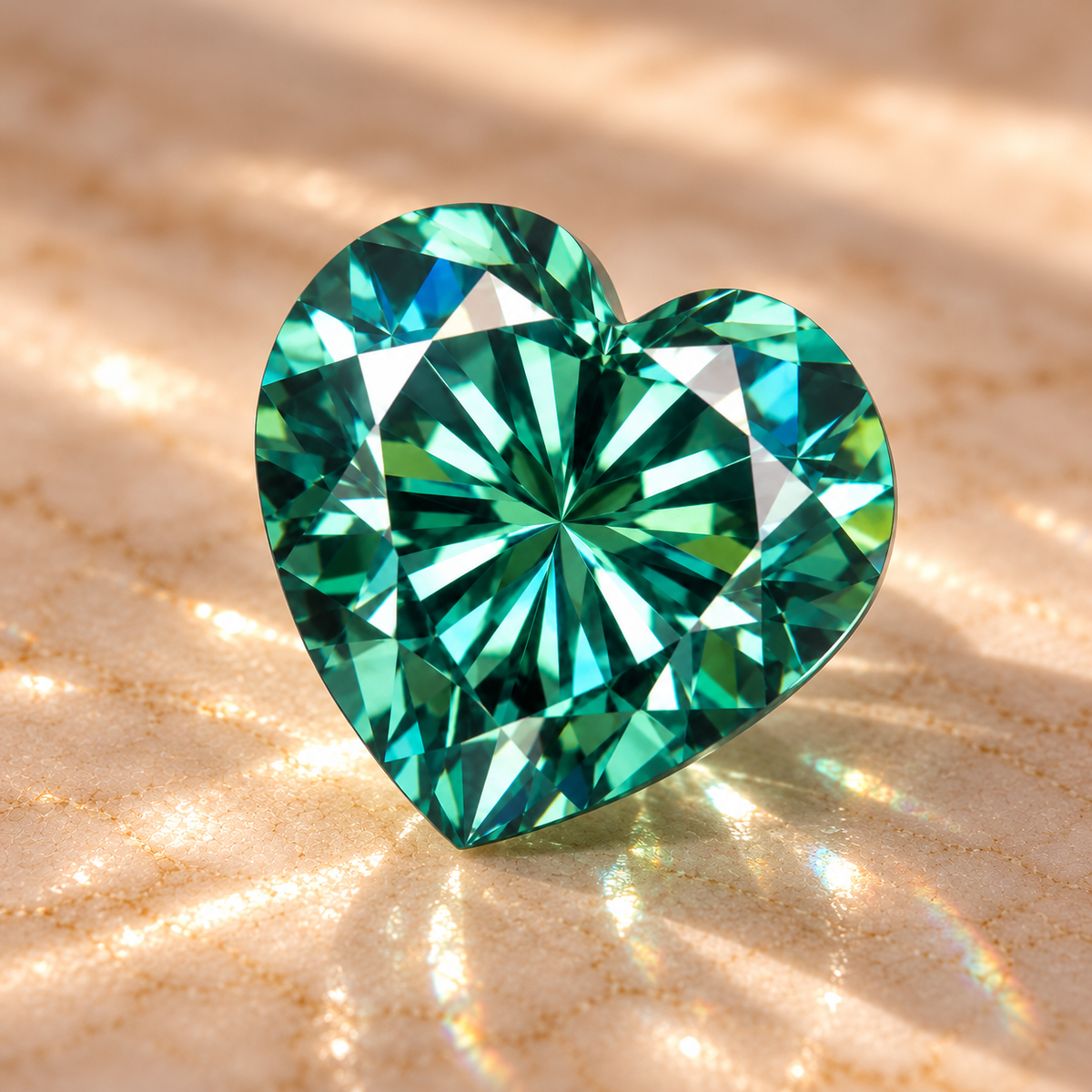 Emerald Green Heart Cut Moissanites