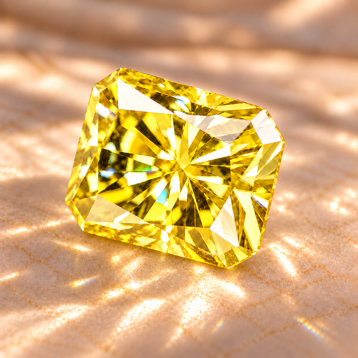 Vivid Canary Yellow Radiant Cut Moissanites