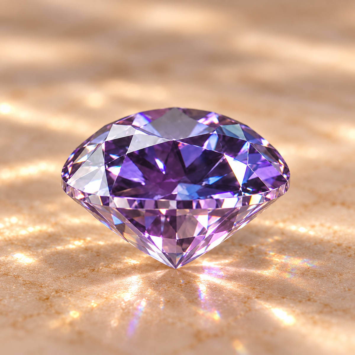 Purple Round Brilliant Cut Moissanites