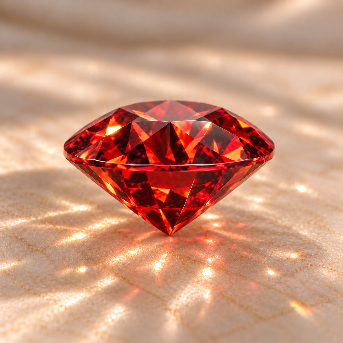Pigeon Blood Red Round Brilliant Cut Moissanites