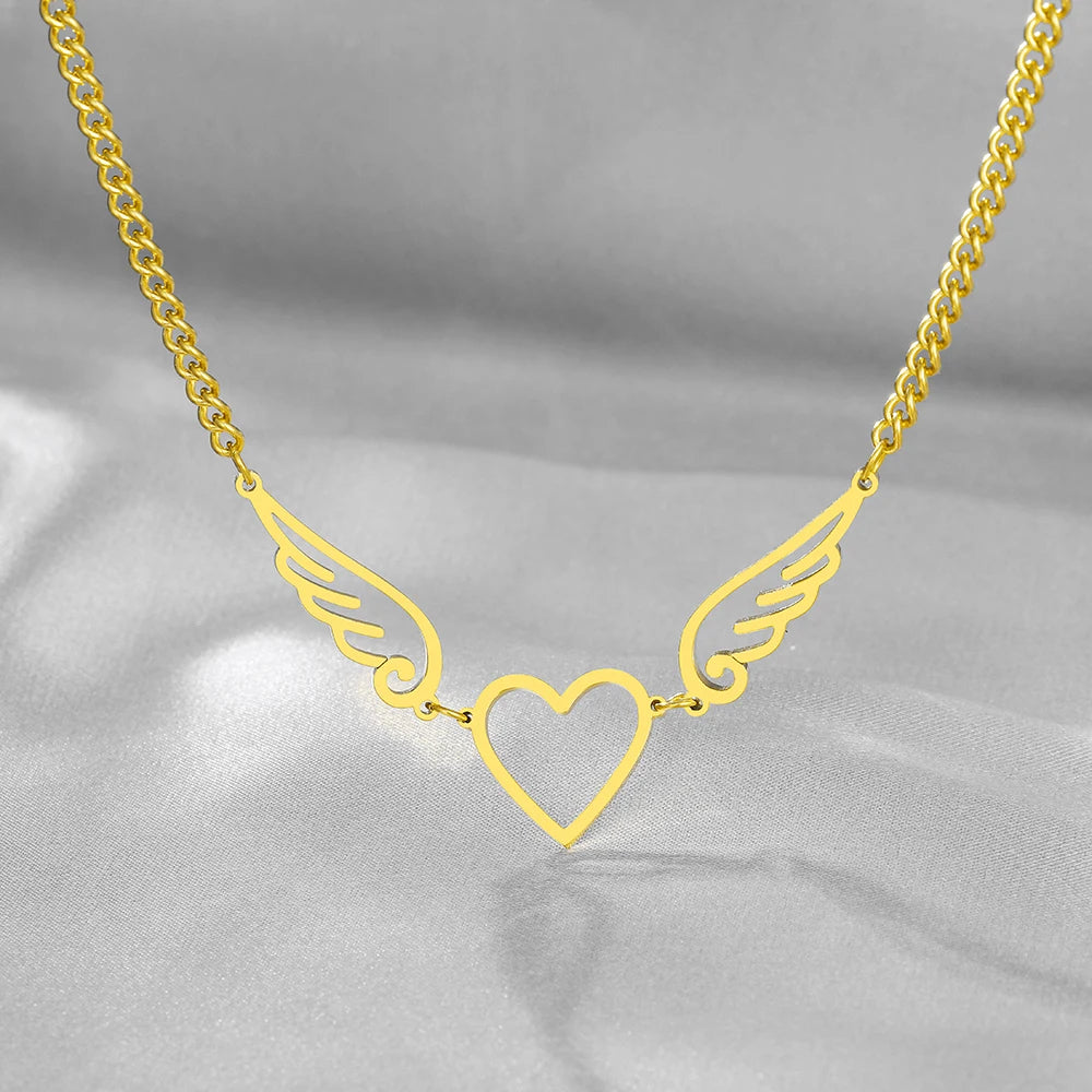 Titanium Angel Wings Heart Pendant Necklace - Premium Jewelry from Dazzling Delights - Just $28.95! Shop now at Dazzling Delights