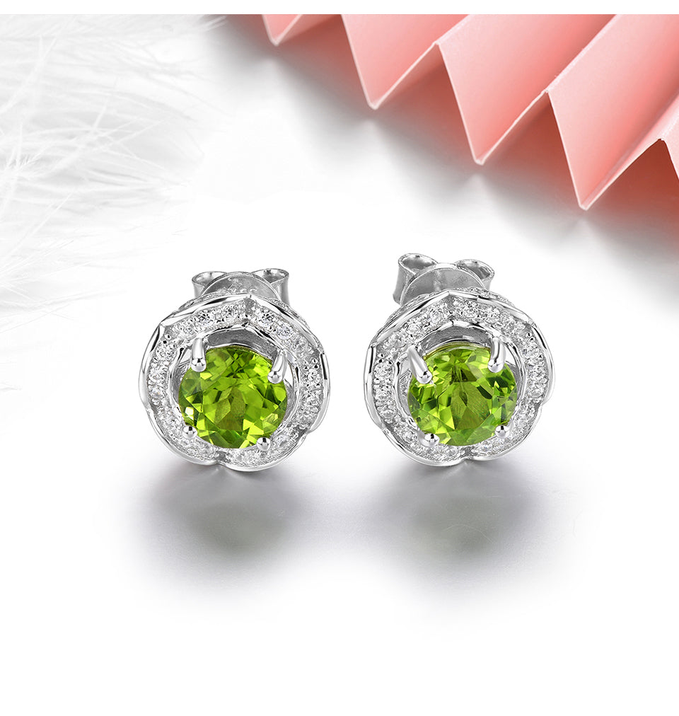 6mm Round Cut Natural Peridot Halo Stud Earrings - Premium Jewelry from Dazzling Delights - Just $97.95! Shop now at Dazzling Delights