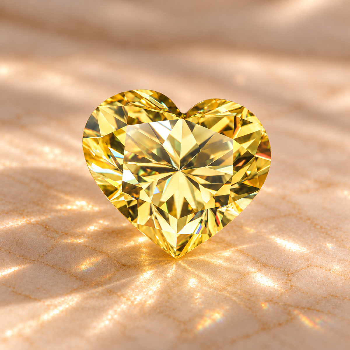 Sun Yellow Heart Cut Moissanites
