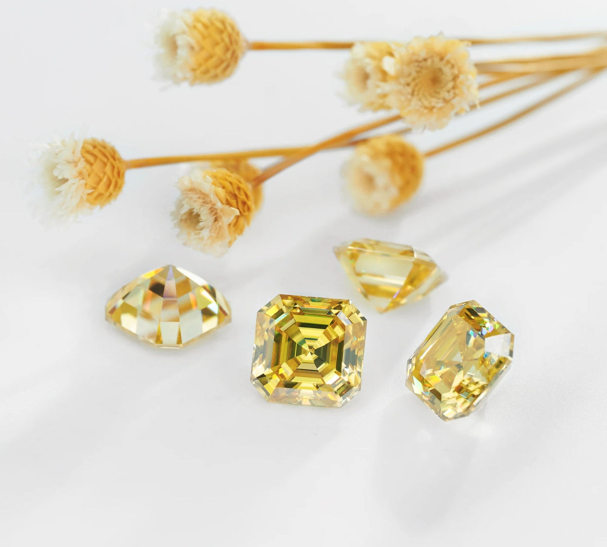 Sun Yellow Asscher Cut Moissanites - Premium Jewelry from Dazzling Delights - Just $83.33! Shop now at Dazzling Delights