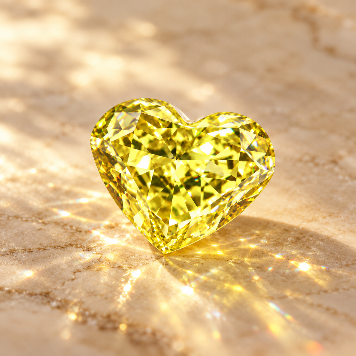 Vivid Canary Yellow Heart Cut Moissanites