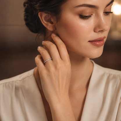 Aliança de casamento com anel de eternidade completo de moissanite com corte brilhante redondo de 0,50 ct