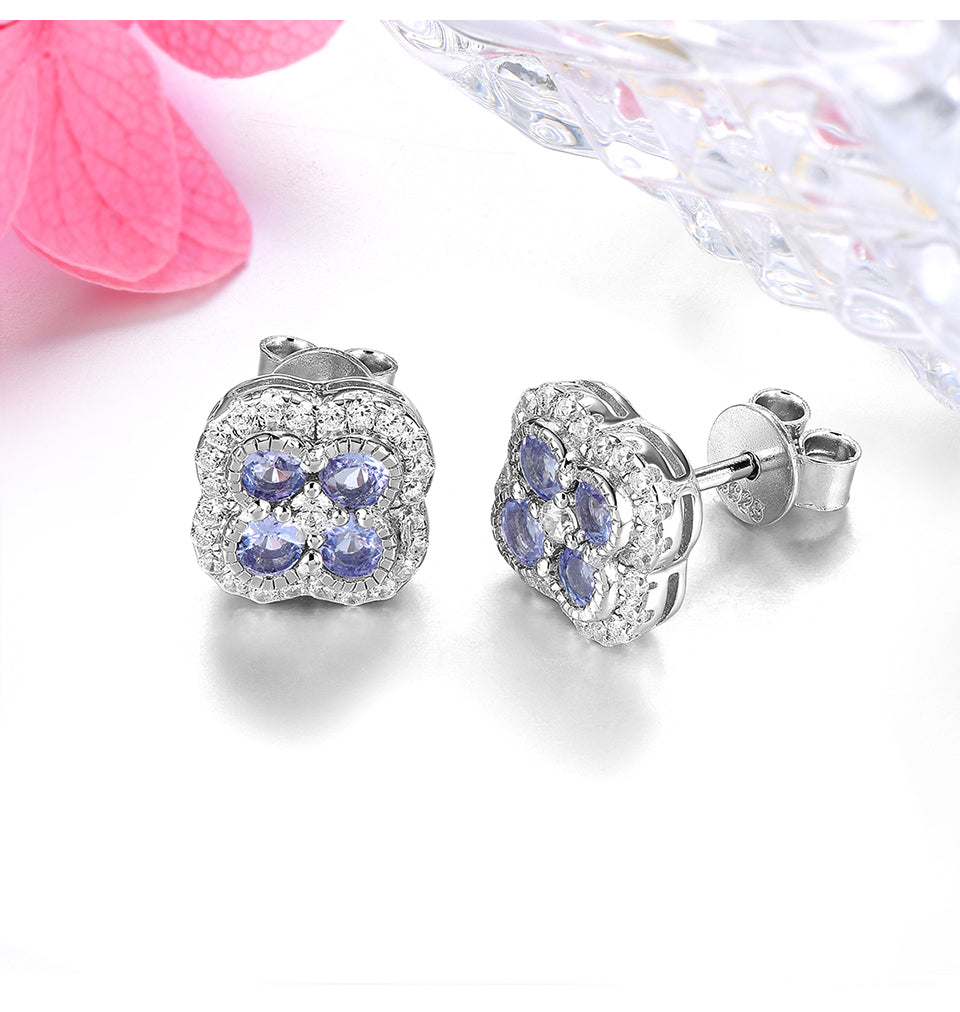 Four-Stone Natural Gemstone Halo Stud Earrings - Your Choice of Gemstone - Premium Jewelry from Dazzling Delights - Just $92.95! Shop now at Dazzling Delights