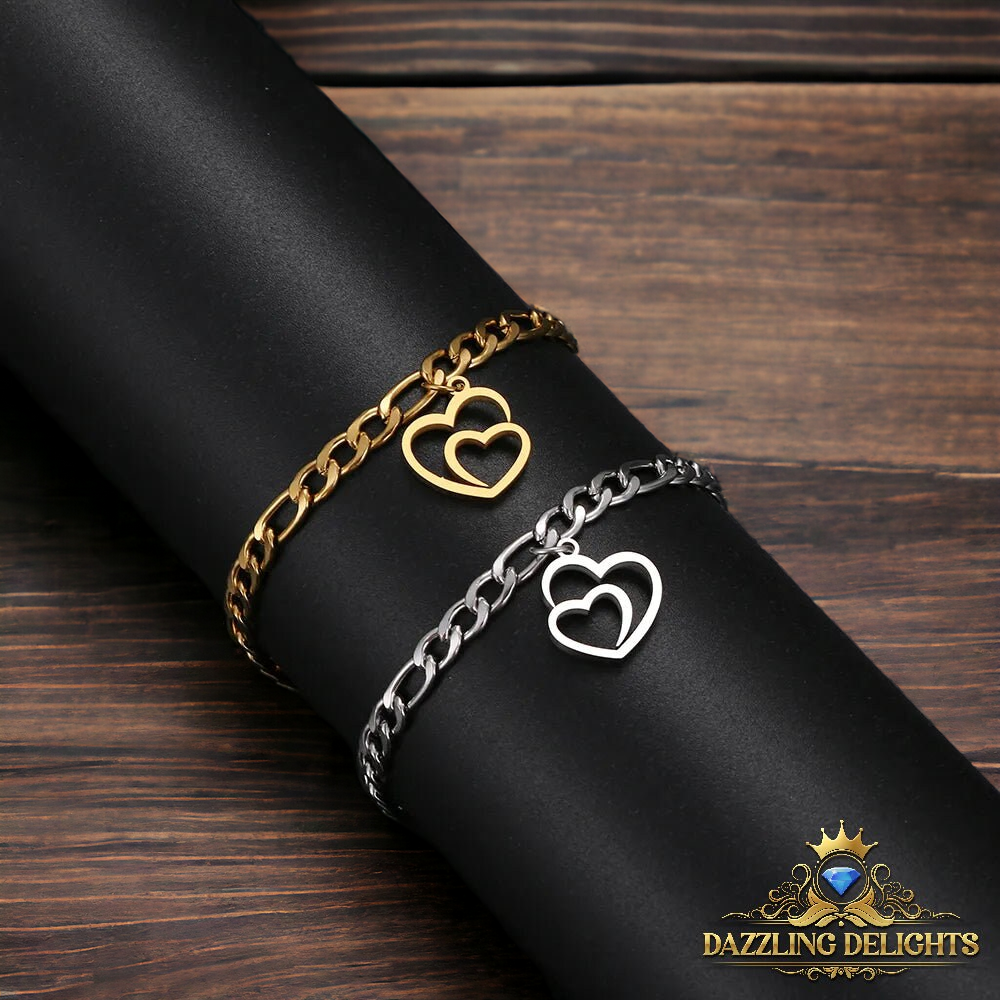 Titanium Double Heart Bracelet - Premium Jewelry from Dazzling Delights - Just $27.95! Shop now at Dazzling Delights