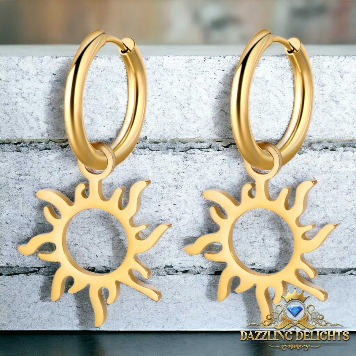 Titanium Sunburst Sleeper Dangle Earrings - Premium Jewelry from Dazzling Delights - Just $27.95! Shop now at Dazzling Delights