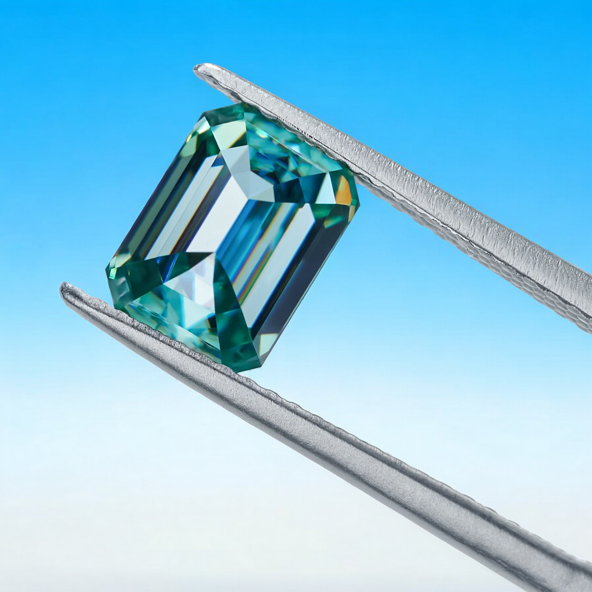 Bluish Green Emerald Cut Moissanites - Premium Jewelry from Dazzling Delights - Just $83.33! Shop now at Dazzling Delights