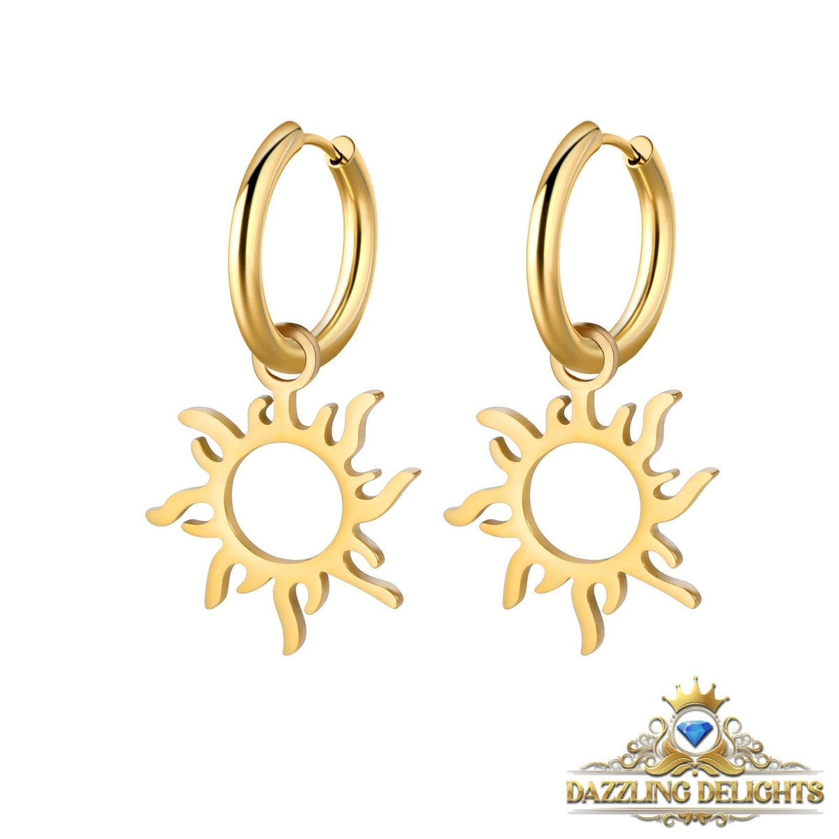 Titanium Sunburst Sleeper Dangle Earrings - Premium Jewelry from Dazzling Delights - Just $27.95! Shop now at Dazzling Delights