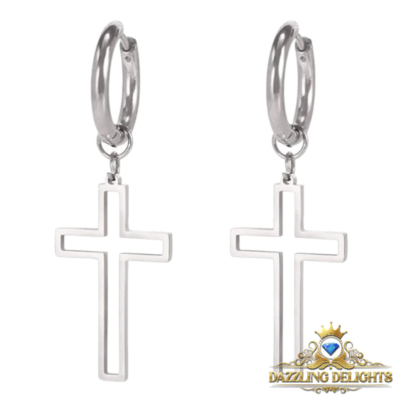 Titanium Hollow Cross Sleeper Dangle Earrings - Premium Jewelry from Dazzling Delights - Just $29.95! Shop now at Dazzling Delights