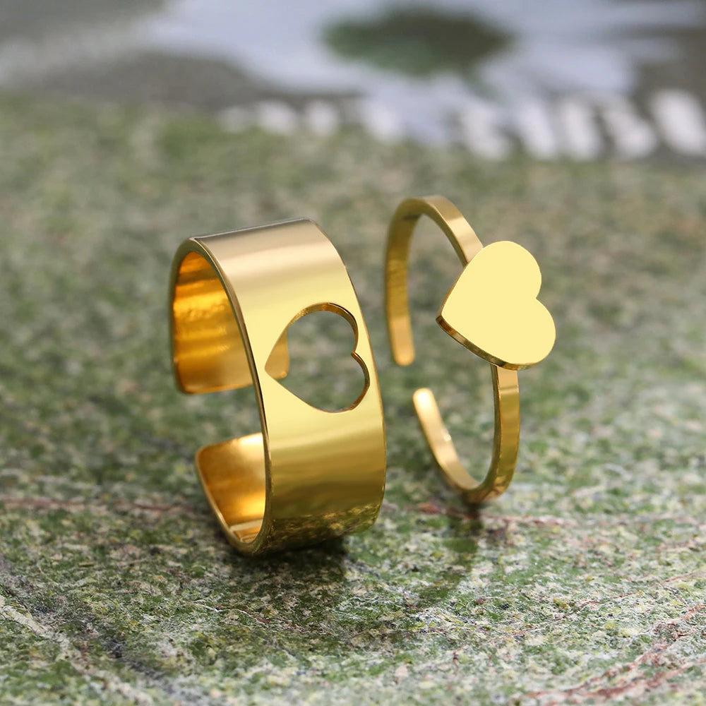 Titanium Double Heart Size Adjustable Ring - Premium Jewelry from Dazzling Delights - Just $27.95! Shop now at Dazzling Delights